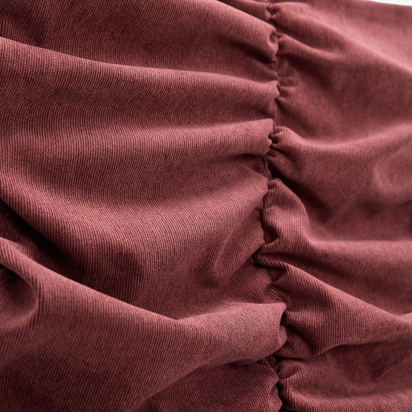 Zara marsala red draped ruched zip mini skirt saffron red - Picture 12 of 12